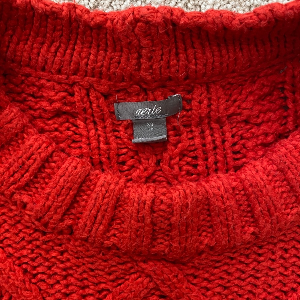 Aerie Cable Knit Sweater - Red - Picture 2 of 4